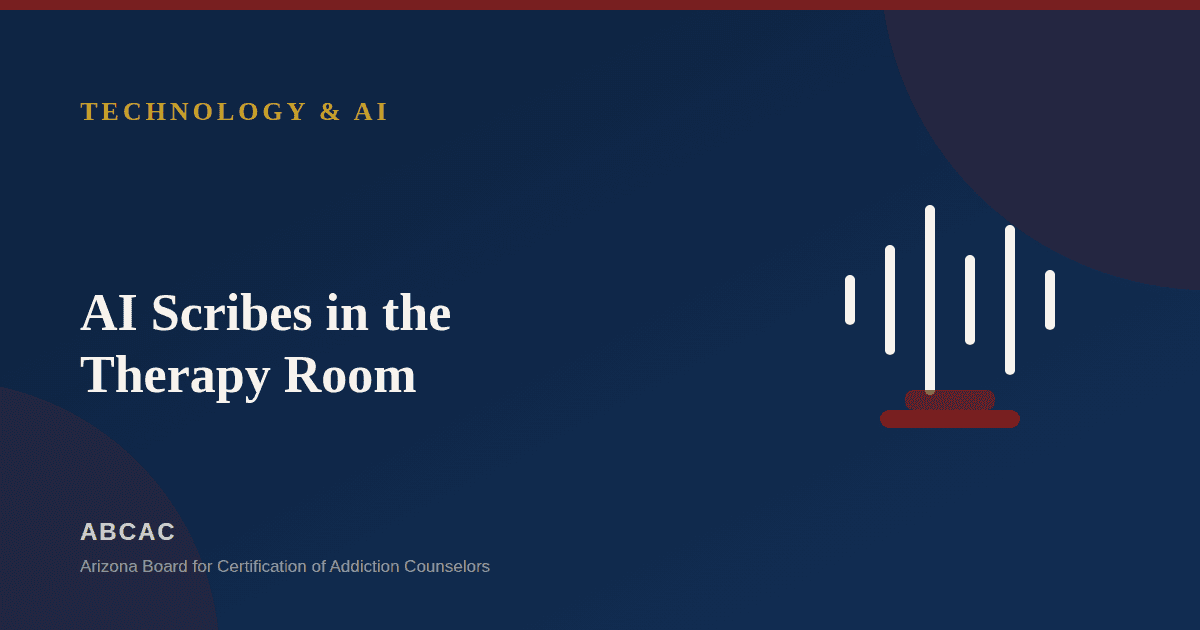 Laptop with a microphone icon in a counseling office, representing AI note-taking