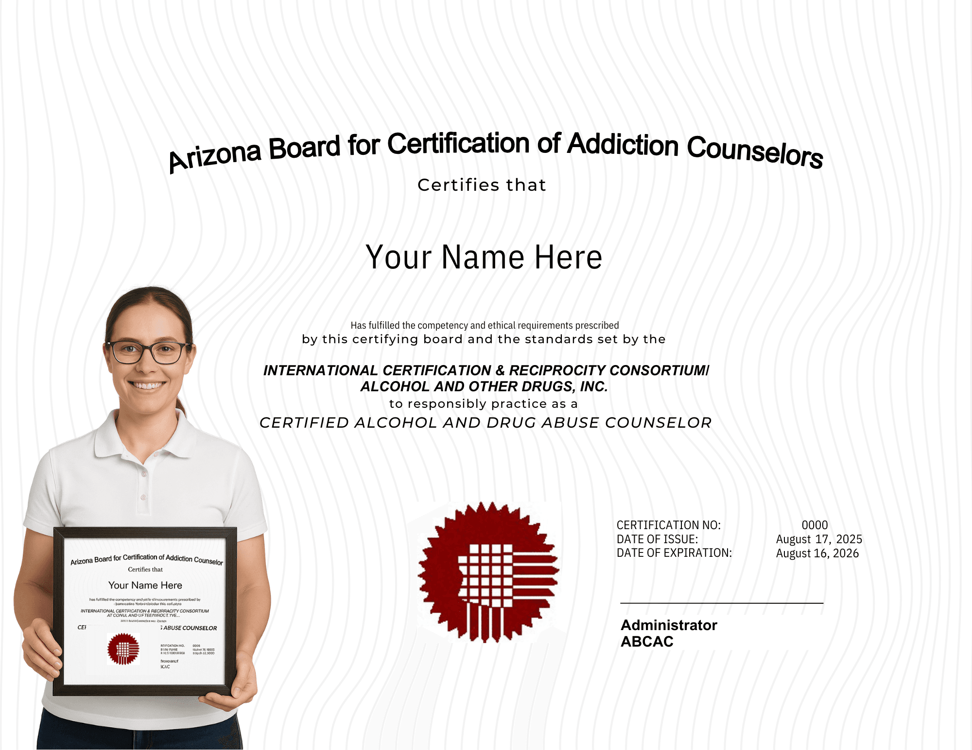 Sample ABCAC certification displayed for renewal-date synchronization
