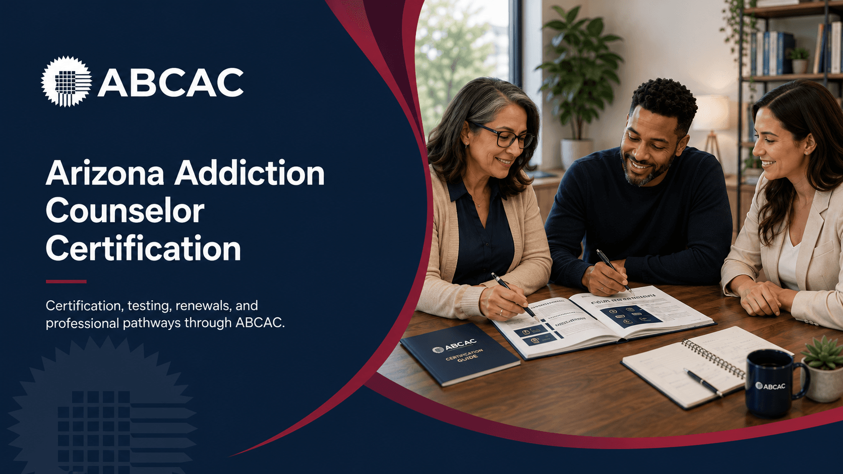 Arizona addiction counseling professionals reviewing certification materials